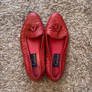 Pappagallo Vintage Woven Leather Red Flats